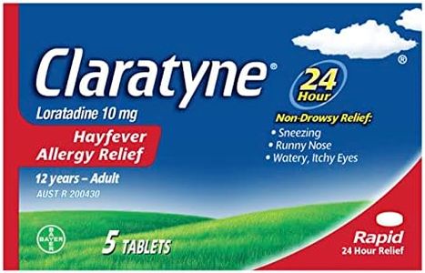 Claratyne Hayfever Allergy Relief Antihistamine, 24 Hour Non-Drowsy Relief of Sneezing, Runny Nose, Itchy, Watery Eyes, Tablets 5 Pack