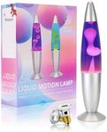 X-AMISA 16 Inch Liquid Motion Lamp, Gorgeous Liquid Night Light for Home,Bedroom,Living Room,Office, Relaxing Magma Lamp, Novel Christmas Gift for Kids Boys Girls, White Wax Purple Liquid with 2 Bulbs