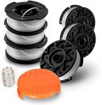 AF-100 String Trimmer Spool Replacement for Black and Decker 30ft 0.065" Refills Line Auto Feed Single Weed Eater,GH600 GH900 Edger with RC-100-P Spool Cap Covers (6 Spools, 1 Cap,1 Spring)