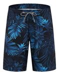 APTRO Men's Swim Trunks Swimming Shorts Board Shorts Quick Dry Beach Shorts Big and Tall Swim Shorts Leaves Navy MK288 M