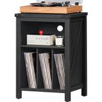 Record Player Stand with Vinyl Record Storage,Black Record Player Table Holds up to 160 Albums,Large Wood Turntable Stand Cabinet Dispaly Shelf for Living Room,Bedroom,Office