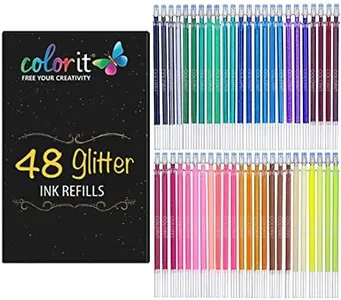 ColorIt 48 Gel Pen Ink Refills for Glitter, Metallic, and Neon - Color Coded for Easy Replacement (Glitter)