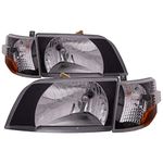 HEADLIGHTSDEPOT Headlights Compatible with Volvo VNL 1996-2003 Black Diamond Bezel Housing Includes Left Driver and Right Passenger Side Headlamps With Signal Marker Light