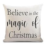 Believe In The Magic Of Christmas Cotton Pillow Covers Bamboo Pillow Cases European Pillowcases Smooth Fashion Nautical For New Year 60Cmx60Cm