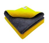 SOFTSPUN 900 GSM Microfiber Double Layered Silk Banded Edge Cloth 40X40cms 2 Piece Towel Set Extra Thick Microfiber Cleaning Cloths Perfect for Bike Auto Cars Both Interior and Exterior.