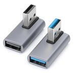 AIYEEN 90 Degree USB3.0 Adapter (2 Pack), Left Angle and Right Angle 3.0 USB A Male to Female Converter Extender for PC, Laptop, USB A Charger, Power Bank and More, USB3.0 Expansion Adapter