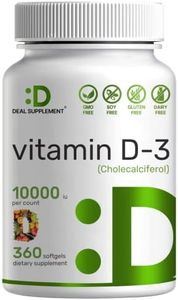 Sunshine Vitamin D - Vitamin D3 10000 IU, 360 Softgels, One Year Supply, Support Healthy Muscle, Bones, Teeth and Immune System - Extra Strength Vitamin D Supplements