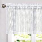 Lace Sheer Valances for Windows Kitchen Curtains Embroidered Leaf Valance for Living Room Bedroom Bathroom Vintage Knitted Off-White Voile Window Drapes Rod Pocket 16 inch One Panel Ivory