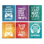 CHDITB Unframed Funny Video Game Themed Wall Art Print Inspirational Quotes Art Painting, Set of 6(8" x 10") Gaming Poster Watercolor Artwork Canvas For Kids Boys Room