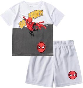 Marvel Spider-Man Boys 2 Piece Short Sleeve T-Shirt and Shorts Set for Toddler and Big Kids, Grey, 5