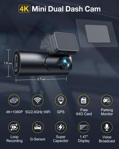 GKU 4K Dual Dash Cam with WiFi and GPS – Front and Rear Camera