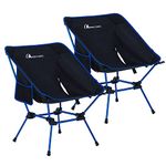 MOON LENCE Lighweight Foldable Camping Chair, Plus Size Backpack Chair, Portable & Ultralight, 400 lbs Folding Metal Chairs Heavy Duty for Outdoor Adventure, Hiking, Picnics & Beach (Blue-2 Pack)