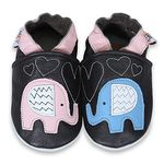 0-6 Months 24-Pink&BlueElephants Baby Leather Shoes Soft Sole Girl Boys Toddler Infant Walking First pram Gift New Born (24-Pink&BlueElephants, 0_months)