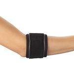 Champion Tennis Elbow Strap, Adjustable Support, Airmesh Fabric, Black, Regular