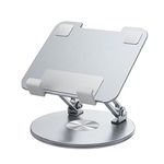 Krevia Adjustable Tablet Stand Holder for Desk | 360 Degree Rotating Good Heat Releasing Tablet Holder | Portable Folding Design Aluminum Alloy iPad Holder for Book, Magazine, Home, Office and More