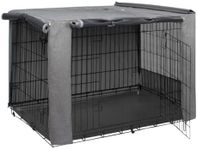 HiCaptain Folding Metal Dog Crate Cover for 24 Inch Wire Pet Cage(Two-Tone Gray)