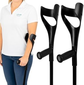 Vive Forearm Crutches (Pair) - Lightweight, Adjustable Forearm Crutches For Adults - Arm Cuff Crutch - Ergonomic, Heavy Duty Lofstrand Crutche - Comfortable on Wrist - Molded, Non Skid Replaceable Rubber Tips