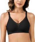 SEXYEYE Wireless Bra for Women with Soft Support and Lift Push Up Bra No Underwire Honeylove Bralettes Padded Seamless Bra, 01-black, Small