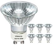 Vinaco NP5 GU10 120V 25W Bulb Candle Warmer, 6 Pack gu10+c 120v 25w Replacement for Wax Burner Light Bulb, Tart Burner Bulb, Warm White, Dimmable, gu10 Halogen 25w Bulbs with Glass Cover.