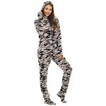 Cicilin One Piece Pajamas for Women Printed Flannel Onesie Adult Jumpsuit Sleepwear, (Footed) Camouflage, XX-Large