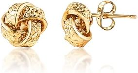 Barzel 18K Gold Plated Love Knot Stud Earrings Woven With Texture (8MM textured)