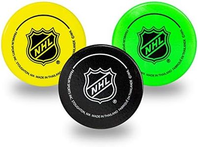 Franklin Sports Mini Foam Hockey Pucks - Indoor Knee Hockey Pucks for Kids - 3 Soft Foam Hockey Pucks - Assorted Colors