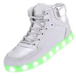 soofylia Kids Light Up Shoes High Top Cool Rechargeable Flashing Unisex Sports Dancing Sneakers yin33 Silver