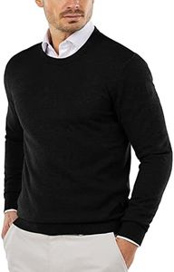 COOFANDY Men's Crew Neck Sweater Slim Fit Lightweight Sweatshirts Knitted Pullover for Casual Or Dressy Wear Black