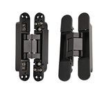 TamBee Hidden Door Hinges Invisible Hinges Concealed Hinges Zinc Alloy 180 Degree Swing Hinge 3 Way Adjustable Butt Hinge 6 x 2.5 x 1 inch Black (2 Hinge, Black)