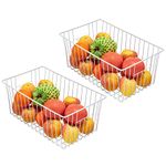 Y.Z.Bros 16inch Freezer Storage Organizer Baskets, Household Wire Refrigerator Bins with Built-in Handles for Cabinet, Pantry, Closet