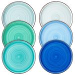 vancasso Bonita Salad Plates Sets - Ceramic 8.5 Inch Dinner Plates, Microwave, Oven and Dishwasher Safe Plates Set of 6, Blue