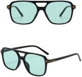 DUPER Oversize Aviator Blue Sunglasses for Women, Big Blue Lens with 70s 80s 90s Vibes, Women Blue Glasses, Green, Large