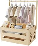 Wooden Baby Shower Crate Closet,Large Baby Hamper with Handle Baby Gift Basket Wooden Baskets for Gifts Baby Clothes Rack for Baby Shower Welcome Gift Basket for Newborn Boys Girls (Wood Color)