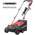 DEWINNER 1500W Lawn Scarifier and Aerator, Electric Scarifiers for Lawns with 2 Interchangeable Rollers, 4 Adjustable Positions, 30L Grass Box, 33CM Working Width, 10M Power Cord