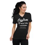 Ningest Custom Personalized V-Neck T-Shirts for Womens, Design Your Own Shirts Black