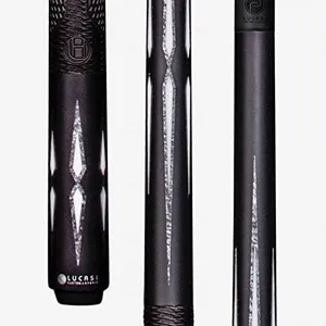 LUCASI LP20 Cue, Midnight Black, Floating Imitation Bone/Silver Crush Inlay Points, Pinnacle Carbon Fiber Composite Shaft