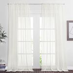 NICETOWN Sheer Curtains for Bedroom with Rod Pocket, Light Filtering and Lightweight Airy Voile Drapes Curtains for Living Room/Balcony, Beige, 60" W x 95" L, Set of 2