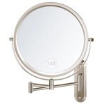 VORREMIRR Wall Mounted Makeup Mirror, 1x/15x Magnifying Mirror with 8.5" Double Sided, Vanity Makeup Mirror for Bathroom, Brush Nickel