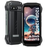 Blackview N6000SE Mini Rugged Smartphone 2024, 4.3-inch Small Rugged Phone,128GB ROM, Android 13, Dual SIM 4G, 208g Weight, 13MP, IP68 Waterproof Phones, 10W Fast Charge 3700mAh, NFC-Black