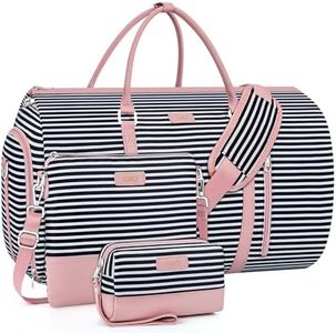 4pcs Convertible Garment Duffel Bag for Travel - 50L 2-in-1 Carry On Weekender Overnight Bag with Toiletry Bag, Fits Suits & Dresses, Trolley Sleeve, Hanging Suit Compartment, Waterproof Shoe Pocket