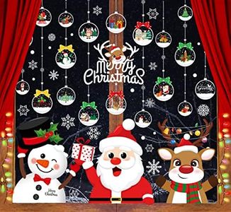 Xnova 207 Vetrofanie Natale Bifacciali Adesivi Statici per Finestre, Decorazioni Natale Sticker Addobbi Babbo Bambini, Vetrofanie Natalizie per Finestra 10 Fogli(Multi)