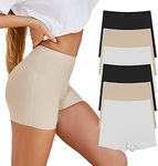 SHARICCA BoyShorts Panties for Women Seamless Soft Boy Shorts Underwear Short Boxer Briefs Anti Chafing Multiple Pack, (6 Pack) 2-black 2-beige 2-white, Medium