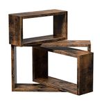 SONGMICS VASAGLE Set of 3 Wall, Cube Shelves, Length 40/35/30 cm, for Living Room, Bedroom, Study, Vintage LWS094X01, Engineered Wood, Rustic Brown