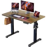 ErGear Standing Desk, 100x60cm Height Adjustable Electric Standing Desk, Sit Stand Desk with Splice Board, Stand Up Desk with Backpack Hook and 4 Memory Smart Pannel, Home Office Desk (Espresso)