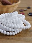 Handloom hub White Pom Pom Lace, Mini Bobble Ball Fringe Braid Lace Trimming for Craft Material, Cotton Dupatta, Suits, Lehenga, Saree, Blouses etc. (White Balls, 50)