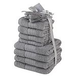 Dreamscene Luxury Towels Bale Set 100% Cotton Large Soft Bath Hand Face 12 Piece - Grey