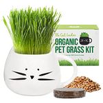 Organic Cat Grass Growing kit with Organic Seed Mix, Organic Soil and Cat Planter. Natural Hairball Control and Remedy. Manufactured in The USA.