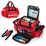 Damero Emergency Bag Empty, Large Medical Trauma Bag, Professional First Responder Bag with Multiple Pockets for Medical Supplies, Red