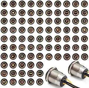 FILN 2pcs 185 Symbols 19mm (3/4'') 12v Push Button switches 24v ip67 Metal automtive Boat Marine car for led Waterproof momentary or Latching Horn (19MM 3/4" in Stainless Steel Momentary, Yellow, 2)