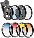 Apexel Phones Camera Lens Filter Kits-52MM Graduated Color Filter(Blue,Yellow,Orange,Red) CPL,ND32 and Star filters for Nikon Canon Gopro iPhone and all phone